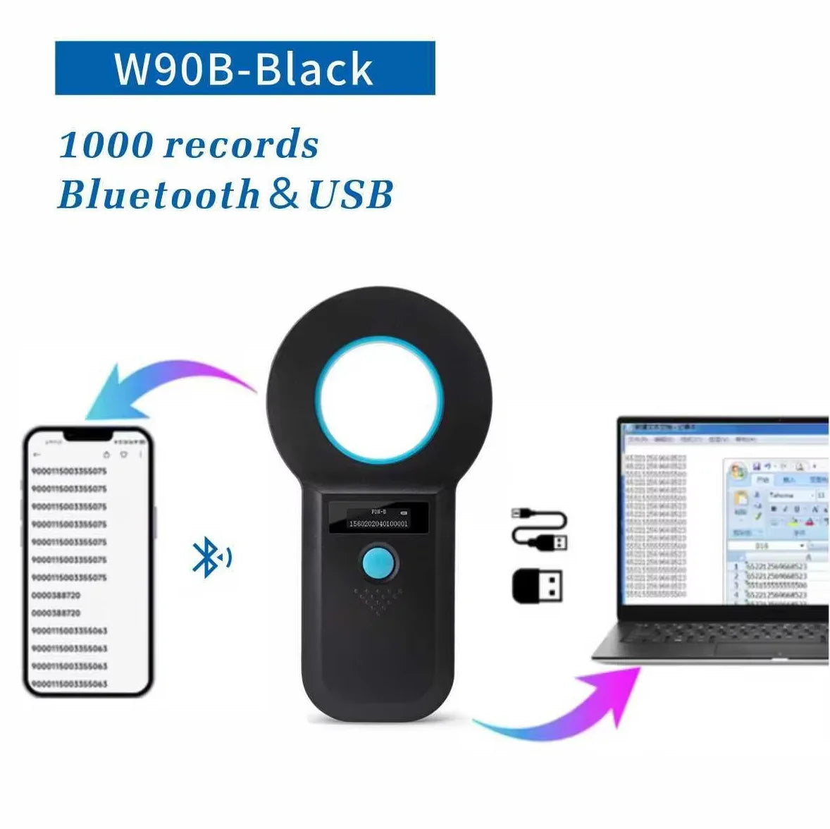 Bluetooth Pet Microchip Reader | Portable 134.2kHz OLED ID Chip Scanner