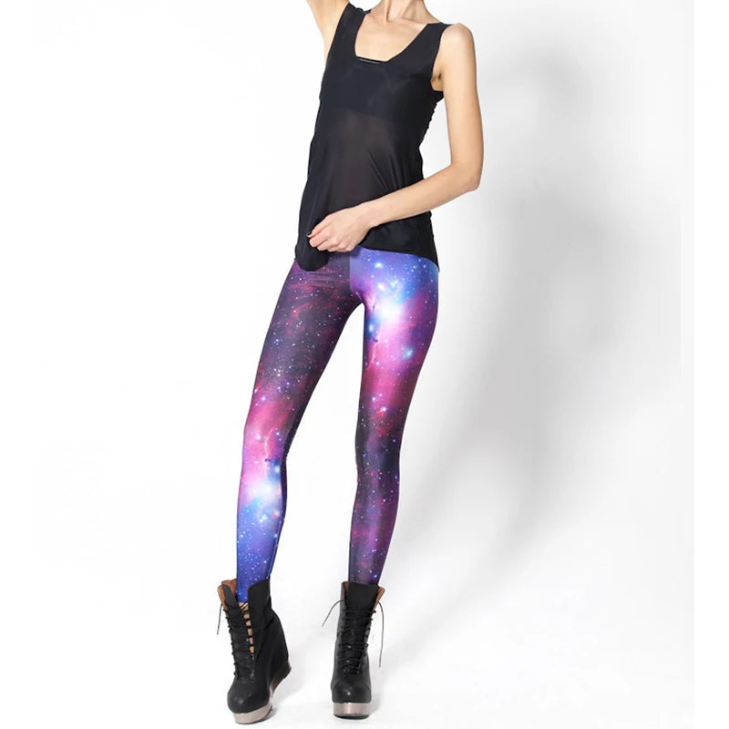 Galaxy Print Leggings | High-Stretch Space Gym Pants & Yoga Tights Set