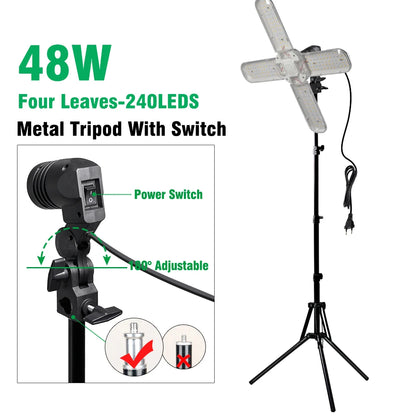 Full Spectrum LED Growth Lamp | 48W Greenhouse Plant Light & Bracket