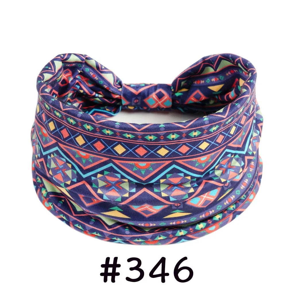 Boho Headbands for Women - Knotted Wide Stretch Turban Wrap