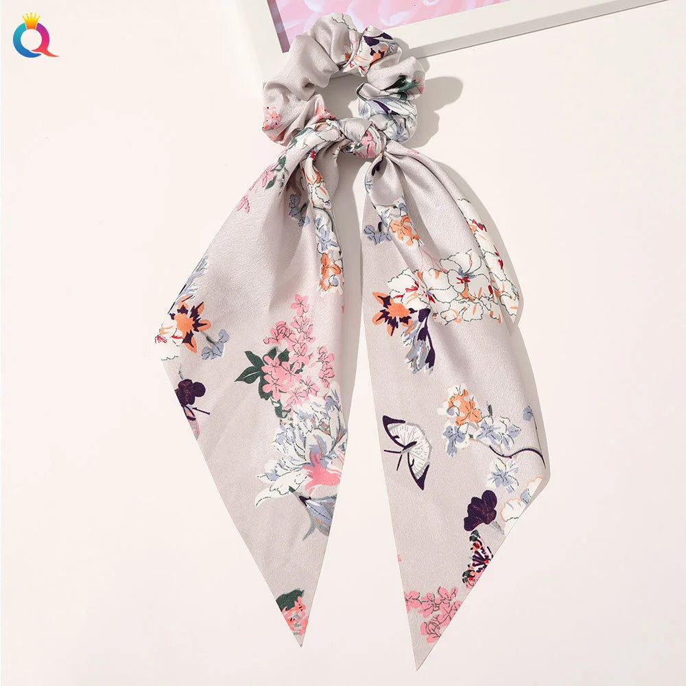 Scarf Pony Tail Scrunchie | Long Ribbon Bow Elastic Hair Tie