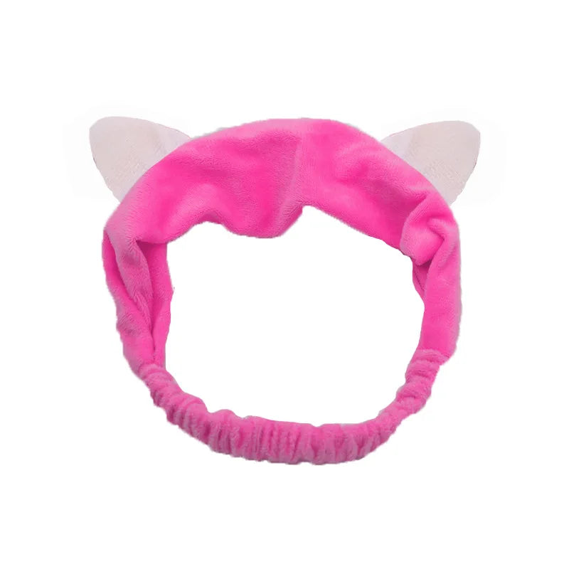 Rabbit Ear Face Wash Headband - Soft Elastic Makeup Hairband