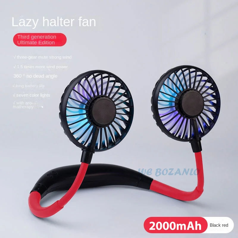 Portable Neck Fan | Hands Free USB Rechargeable 3-Speed Dual Fan Set