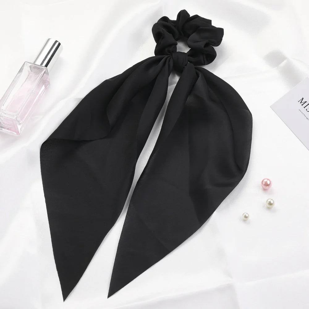 Scarf Pony Tail Scrunchie | Long Ribbon Bow Elastic Hair Tie