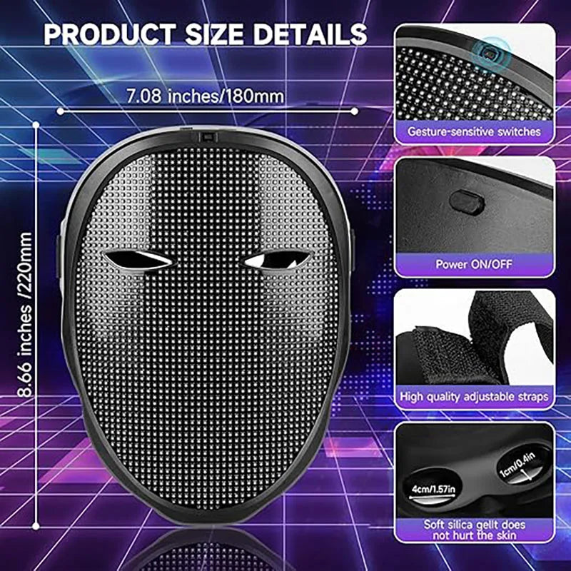 Programmable LED Mask - Bluetooth App Control Face Transform