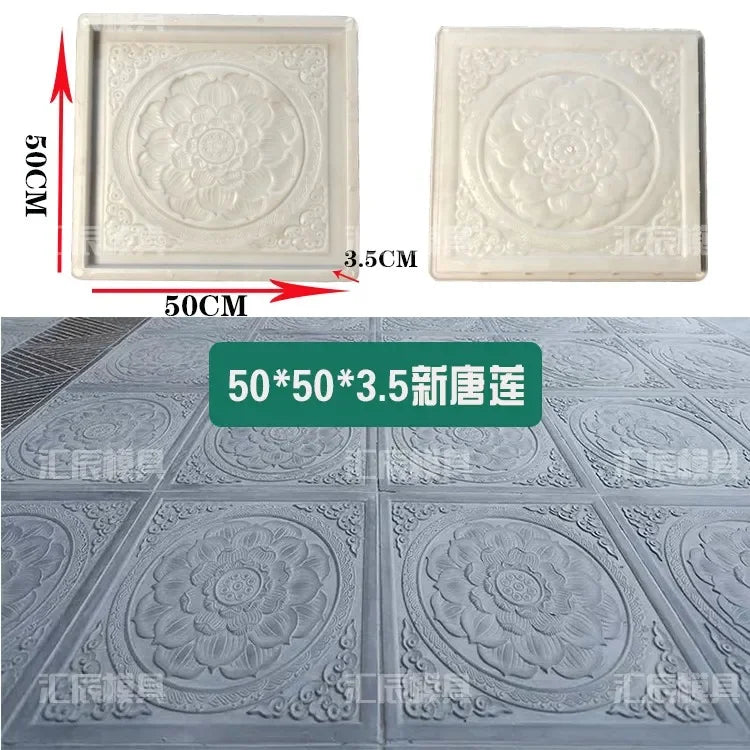 Cement Antique Flower Brick Mould - Square 3D Paving Tool