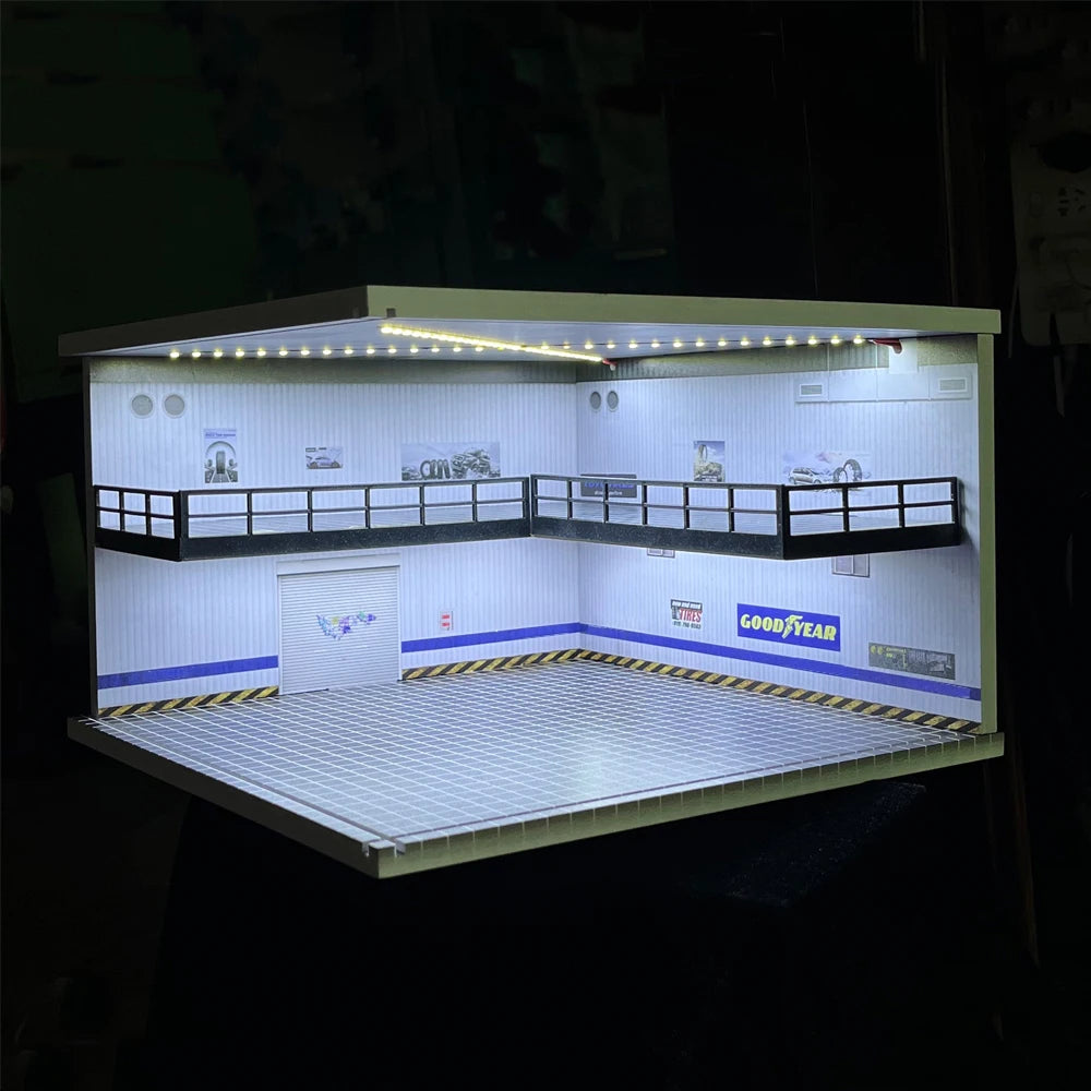 LED Lighted Parking Lot Diorama - Multi-Scale Diecast Display