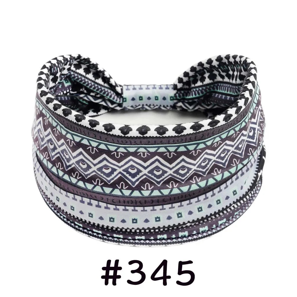 Boho Headbands for Women - Knotted Wide Stretch Turban Wrap