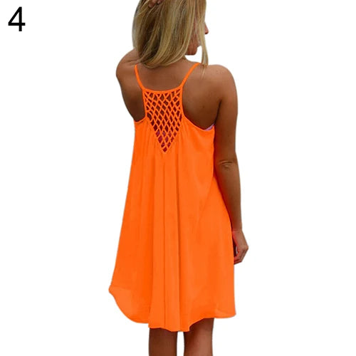 Sexy Womens Mini Summer Dress | Sleeveless Backless Beach Party Robe