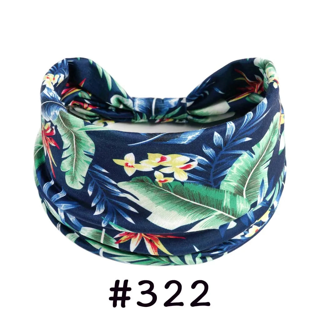 Boho Headbands for Women - Knotted Wide Stretch Turban Wrap