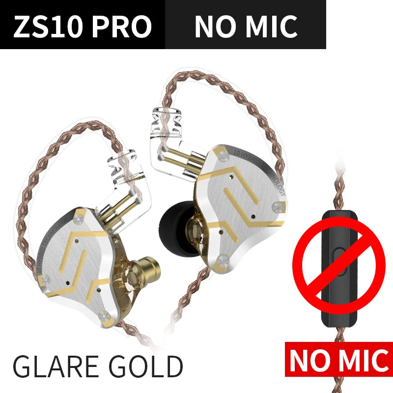 KZ ZS10 Pro 4BA+1DD Hybrid Metal Earphones | 10-Driver HIFI Bass IEM