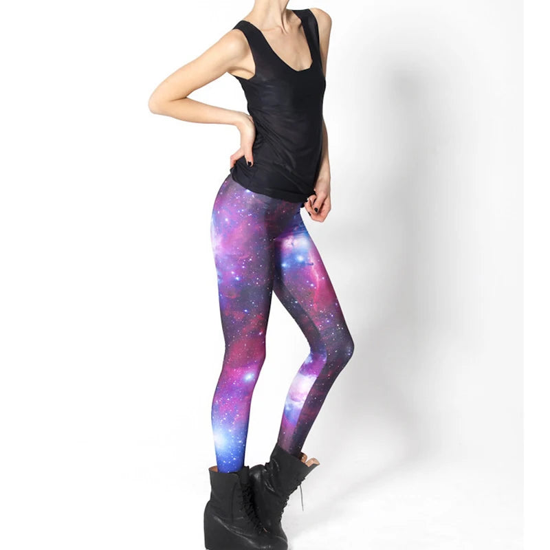 Galaxy Print Leggings | High-Stretch Space Gym Pants & Yoga Tights Set