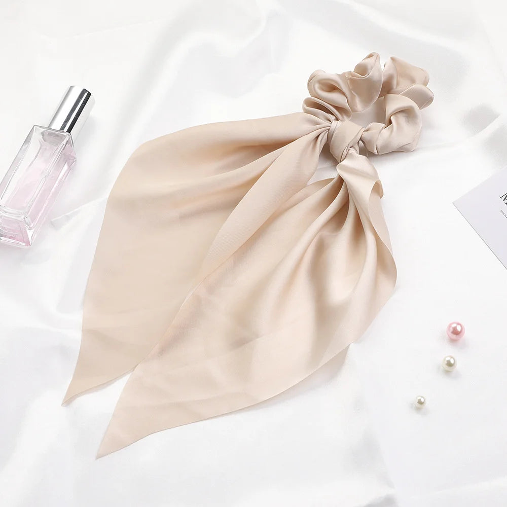 Scarf Pony Tail Scrunchie | Long Ribbon Bow Elastic Hair Tie