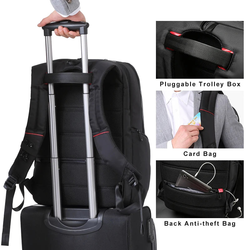 17.3" Anti-Theft Laptop Backpack - Waterproof USB Business Bag