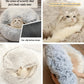 Calming Cat Bed Cave | Warm Plush Hooded Doughnut Nest & Pet Mattress
