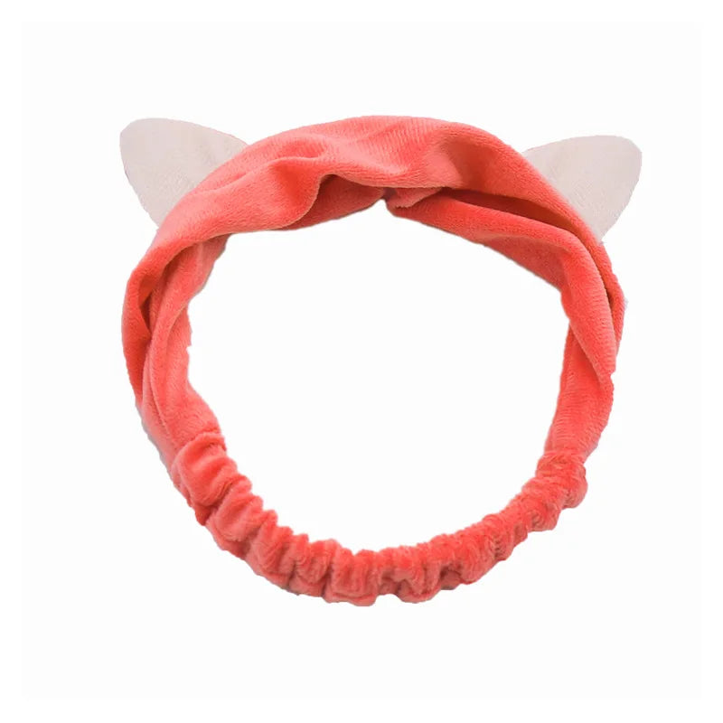 Rabbit Ear Face Wash Headband - Soft Elastic Makeup Hairband