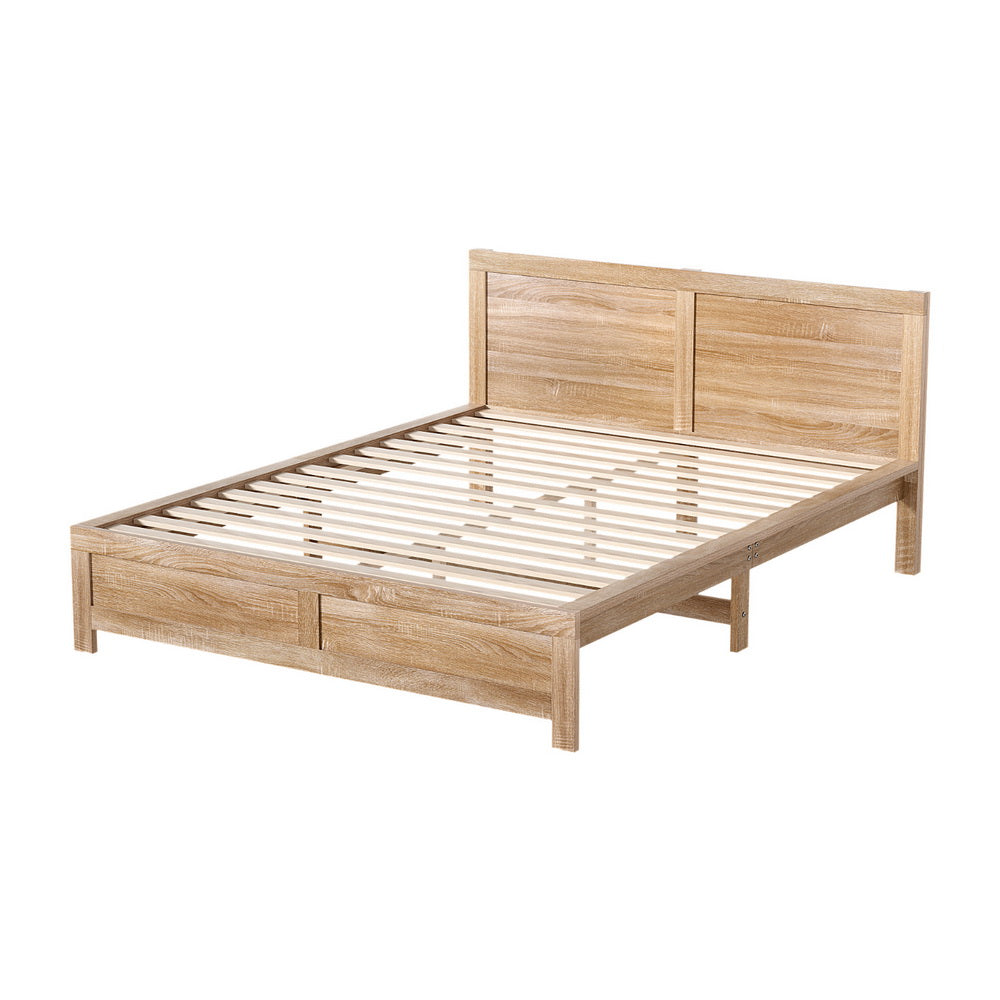 Queen Bed Frame | Wooden Acacia Bed Base Oatmeal | Heavy Duty 300kg
