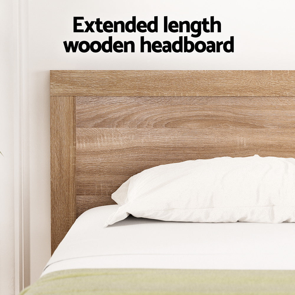 Queen Bed Frame | Wooden Acacia Bed Base Oatmeal | Heavy Duty 300kg