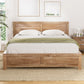 Queen Bed Frame | Wooden Acacia Bed Base Oatmeal | Heavy Duty 300kg
