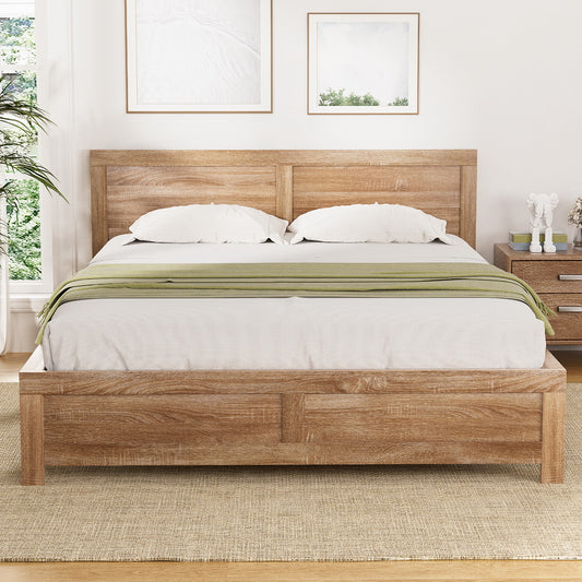 Queen Bed Frame | Wooden Acacia Bed Base Oatmeal | Heavy Duty 300kg