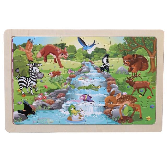 24 Piece Wooden Jigsaw Puzzle for Kids - 20 Different Animal Scenes - Buy Confidently with Smart Sales Australia