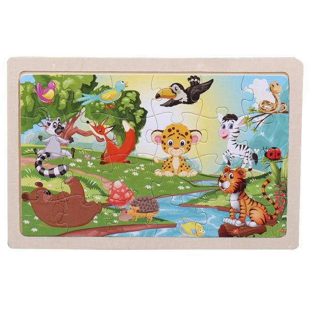 24 Piece Wooden Jigsaw Puzzle for Kids - 20 Different Animal Scenes - Buy Confidently with Smart Sales Australia