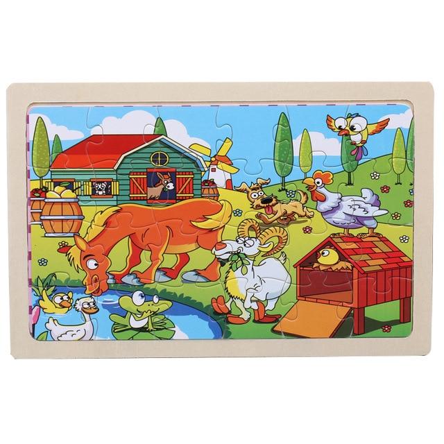 24 Piece Wooden Jigsaw Puzzle for Kids - 20 Different Animal Scenes - Buy Confidently with Smart Sales Australia