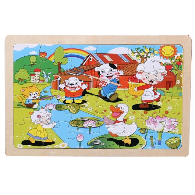 24 Piece Wooden Jigsaw Puzzle for Kids - 20 Different Animal Scenes - Buy Confidently with Smart Sales Australia