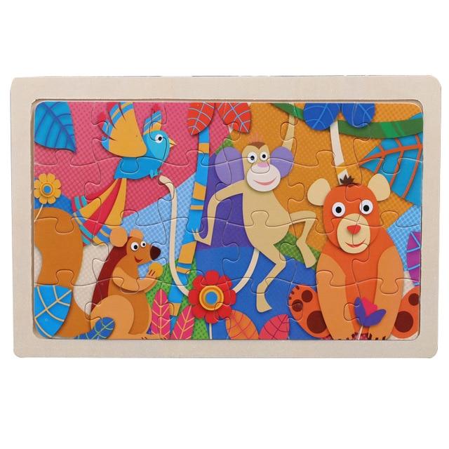 24 Piece Wooden Jigsaw Puzzle for Kids - 20 Different Animal Scenes - Buy Confidently with Smart Sales Australia