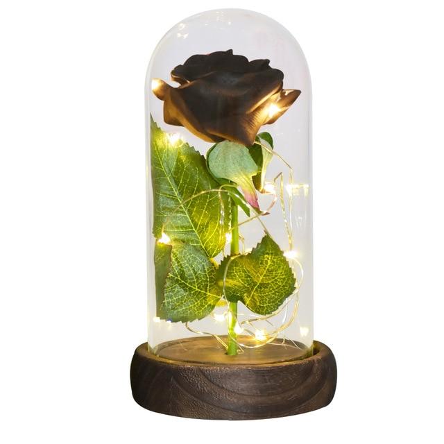 24k Gold Dipped Rose in Glass Dome with LED Lighting - 12 Styles - Buy Confidently with Smart Sales Australia