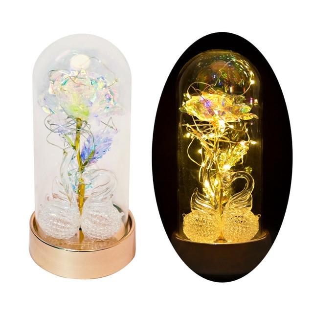 24k Gold Dipped Rose in Glass Dome with LED Lighting - 12 Styles - Buy Confidently with Smart Sales Australia