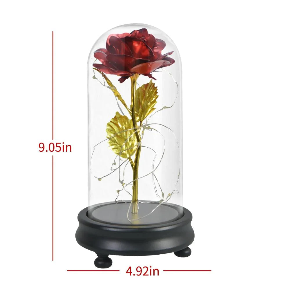 24k Gold Dipped Rose in Glass Dome with LED Lighting - 12 Styles - Buy Confidently with Smart Sales Australia