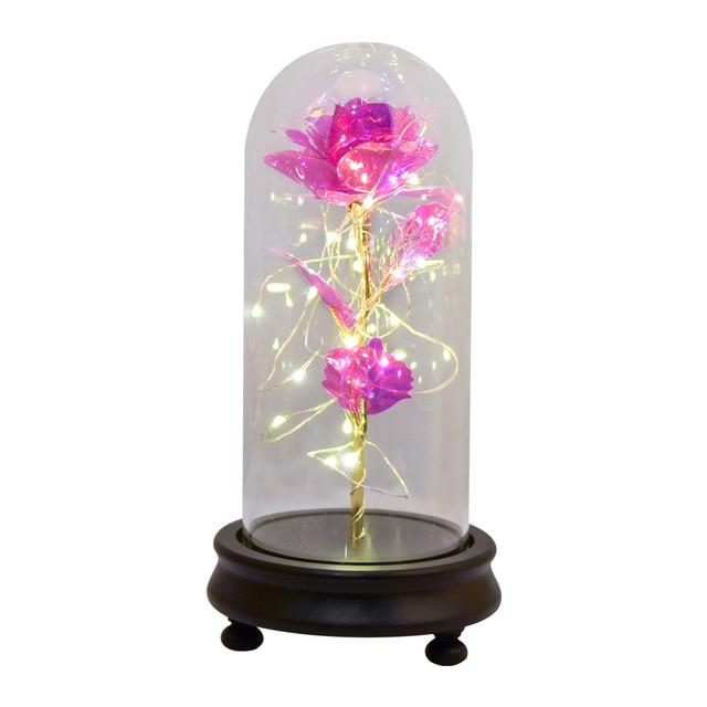 24k Gold Dipped Rose in Glass Dome with LED Lighting - 12 Styles - Buy Confidently with Smart Sales Australia