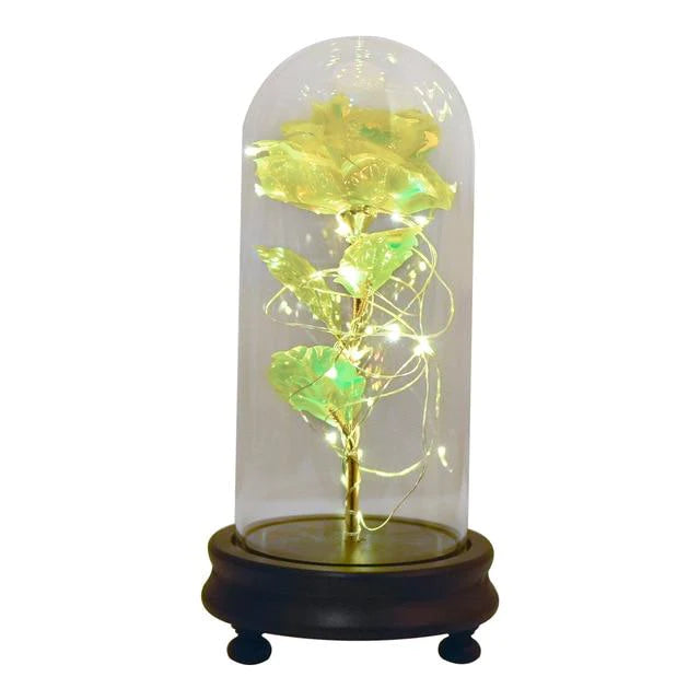 24k Gold Dipped Rose in Glass Dome with LED Lighting - 12 Styles - Buy Confidently with Smart Sales Australia