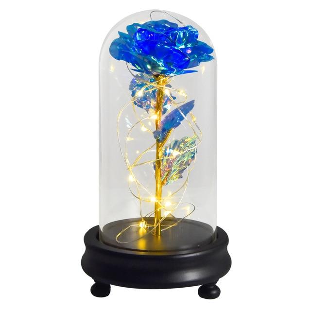 24k Gold Dipped Rose in Glass Dome with LED Lighting - 12 Styles - Buy Confidently with Smart Sales Australia