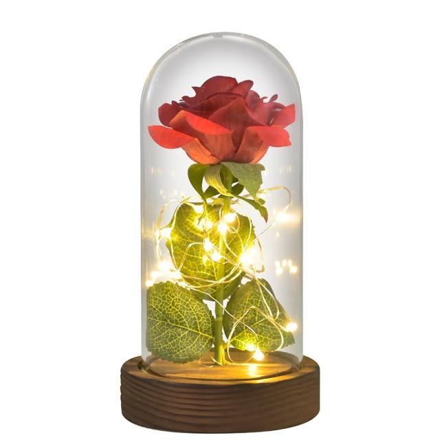 24k Gold Dipped Rose in Glass Dome with LED Lighting - 12 Styles - Buy Confidently with Smart Sales Australia