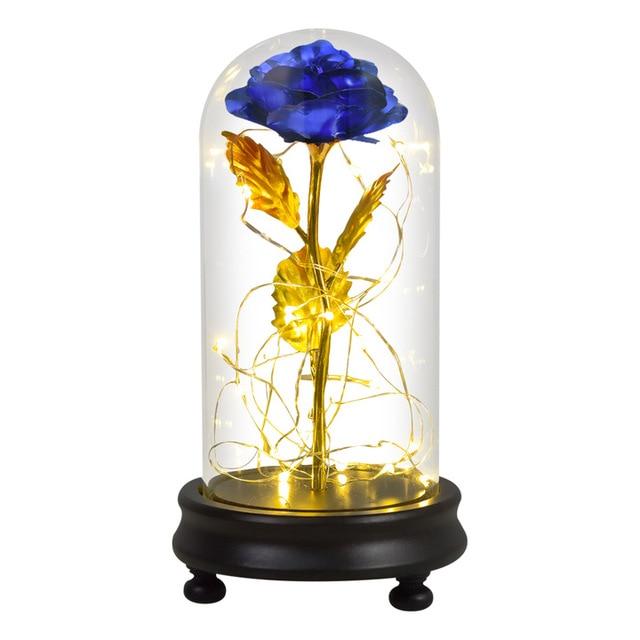 24k Gold Dipped Rose in Glass Dome with LED Lighting - 12 Styles - Buy Confidently with Smart Sales Australia