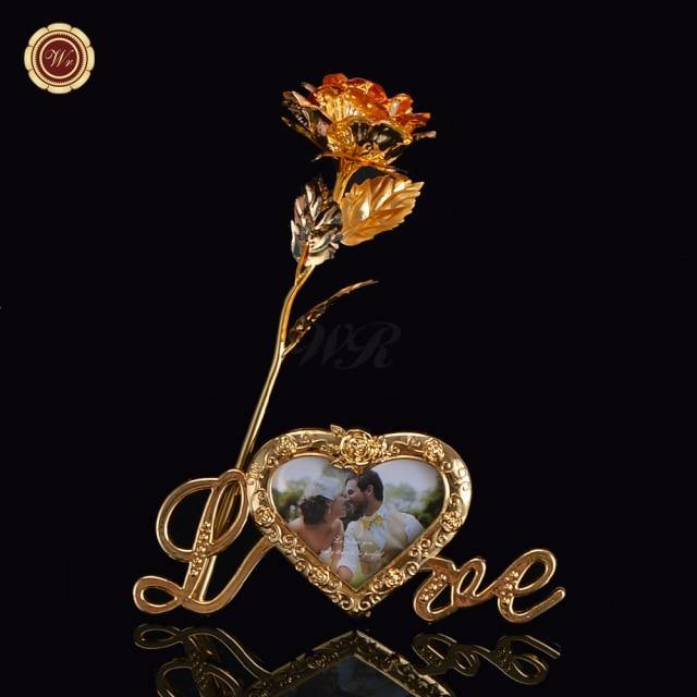 24K Gold Plated Artificial Decorative Rose Flower In Heart Display Stand - Buy Confidently with Smart Sales Australia