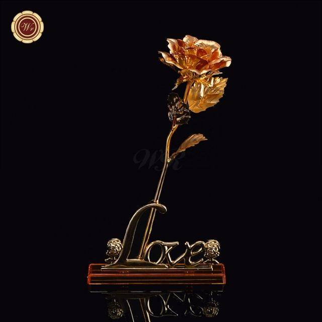 24K Gold Plated Artificial Decorative Rose Flower In Heart Display Stand - Buy Confidently with Smart Sales Australia