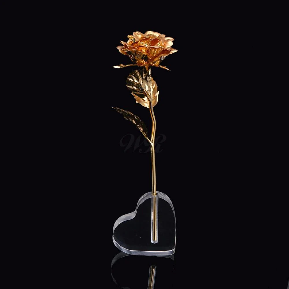 24K Gold Plated Artificial Decorative Rose Flower In Heart Display Stand - Buy Confidently with Smart Sales Australia