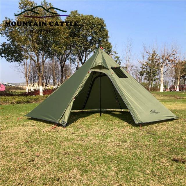 3-4 Person Ultralight Pyramidal Big Camping Tent with Chimney Hole Awnings - Buy Confidently with Smart Sales Australia