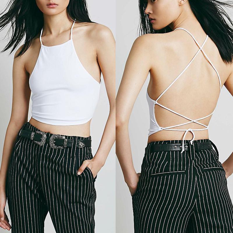 6 Colors  All-match Sexy Backless Bandage Halter Crop Top Women's  Summer Fashion Candy Short Camis Cropped Bustier Top - Buy Confidently with Smart Sales Australia