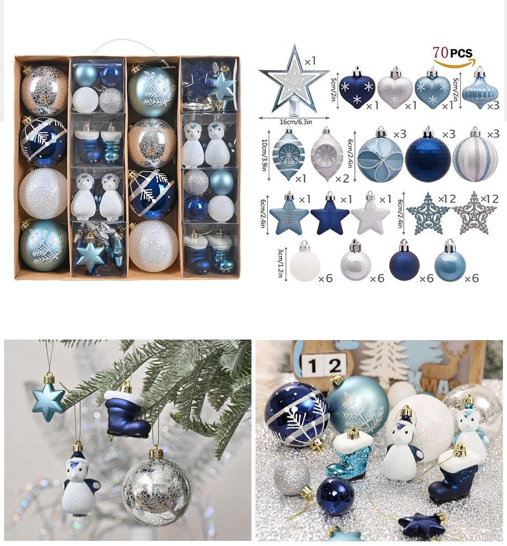 60 Piece Christmas Tree Ornament Set for Gift and Home Decor - Buy Confidently with Smart Sales Australia