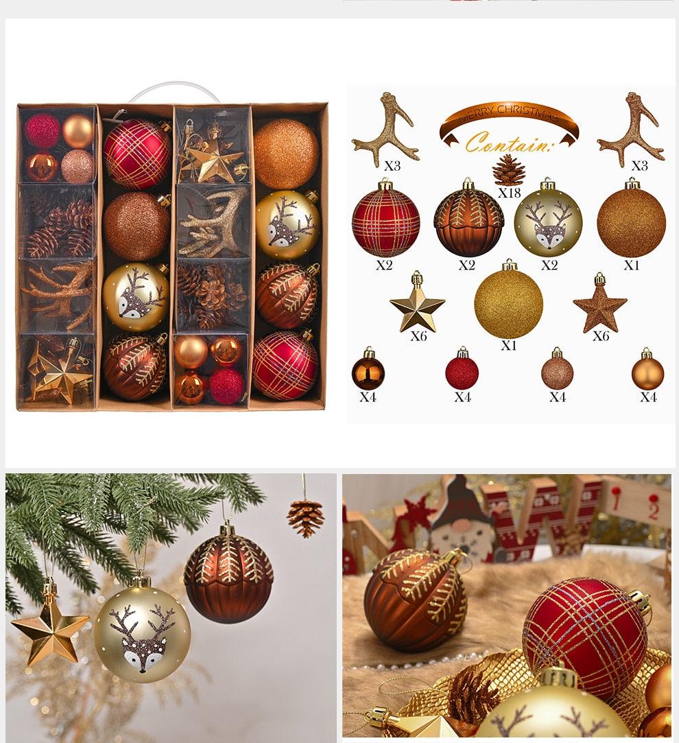 60 Piece Christmas Tree Ornament Set for Gift and Home Decor - Buy Confidently with Smart Sales Australia
