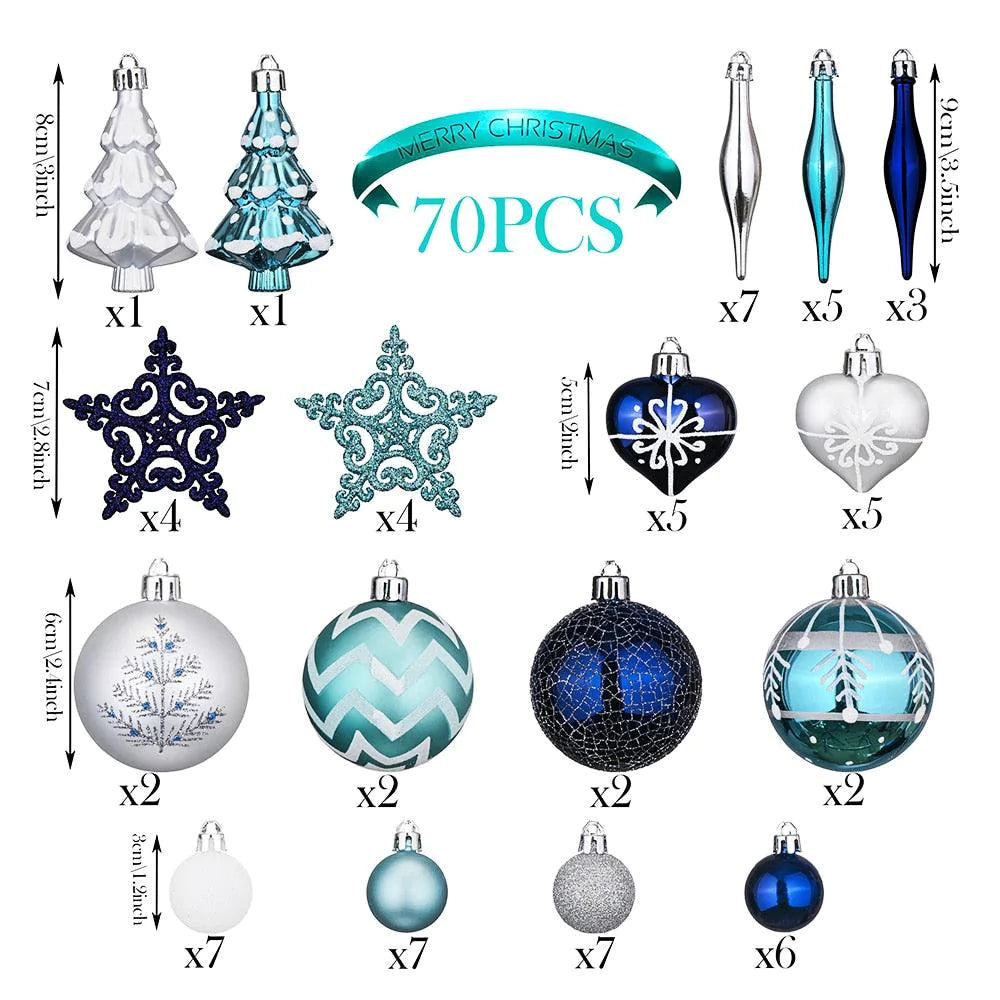 70 Piece Christmas Hanging Balls for Gift and Home Decor - Buy Confidently with Smart Sales Australia