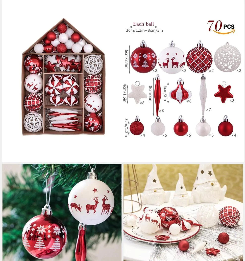 70 Piece Christmas Hanging Balls for Gift and Home Decor - Buy Confidently with Smart Sales Australia