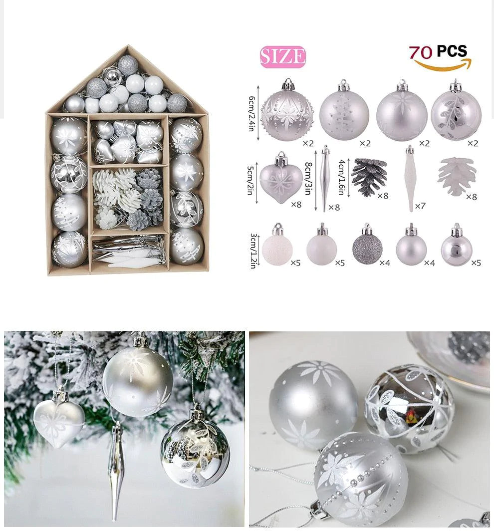70 Piece Christmas Hanging Balls for Gift and Home Decor - Buy Confidently with Smart Sales Australia