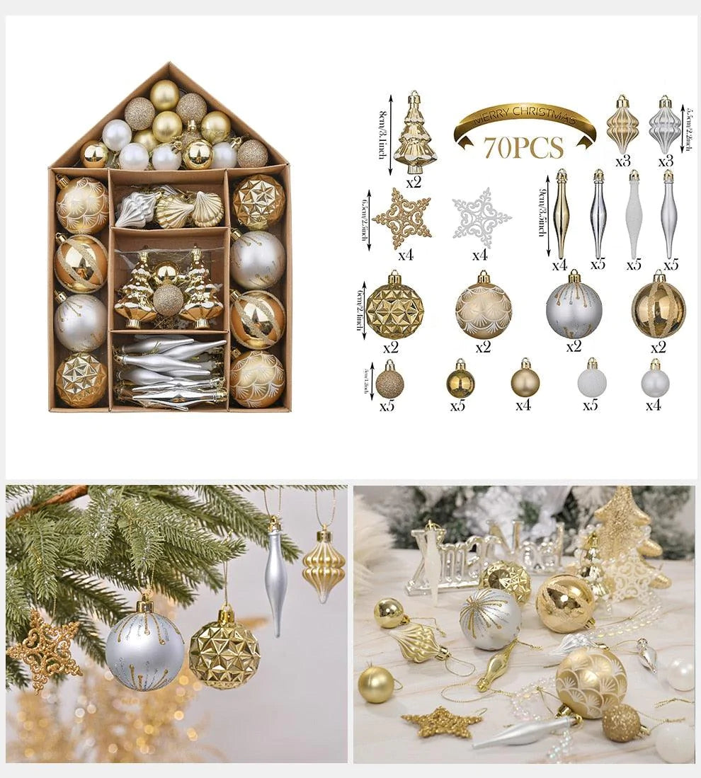 70 Piece Christmas Hanging Balls for Gift and Home Decor - Buy Confidently with Smart Sales Australia