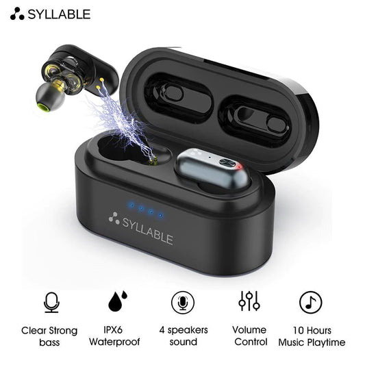 Black Syllable S101 Bluetooth 5.0 with Charging Case for Mobile Phones and PC - Buy Confidently with Smart Sales Australia