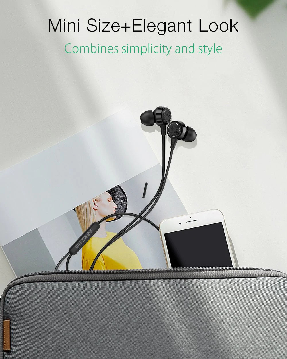 BlitzWolf BW-ES3 In Ear Earphone w/ Dynamic Driver Stereo Audio and 3.5mm Connection IPX5 Waterproof Earphone with Mic - Buy Confidently with Smart Sales Australia